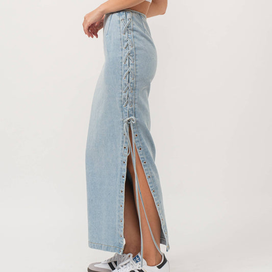 The Esme Lace Up Maxi Skirt