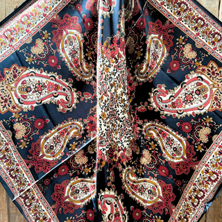 Navy and Burgundy Flowers and Paisley Wild Rag / Scarf