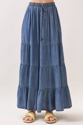 The Bella Washed Tencel Tiered Maxi Skirt