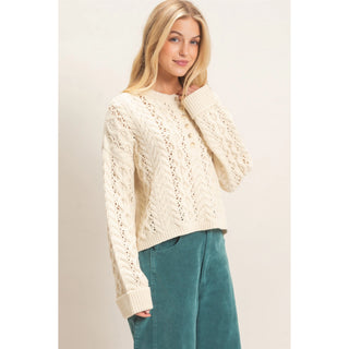 The Angie Cable Knit Crew Neck Sweater