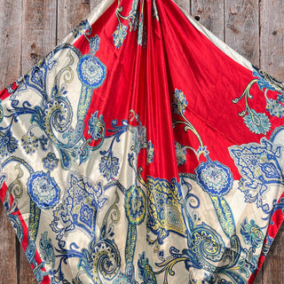 Red, Navy & Cream Paisley Wild Rag / Scarf