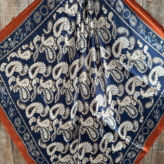 Navy and Rust Floral Paisley Wild Rag / Scarf WR3386