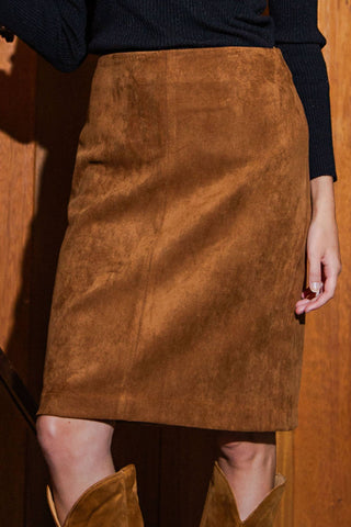The Beth Stretch Suede Skirt
