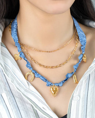 Western Denim Bandana Scarf Necklace