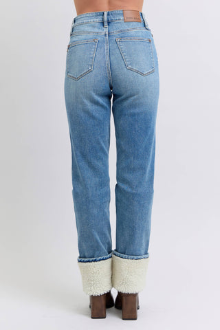 The Snowbound Straight Shearling Cuff Jeans