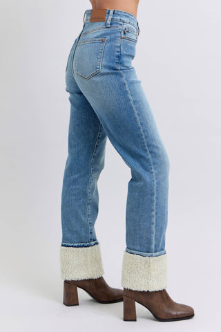 The Snowbound Straight Shearling Cuff Jeans