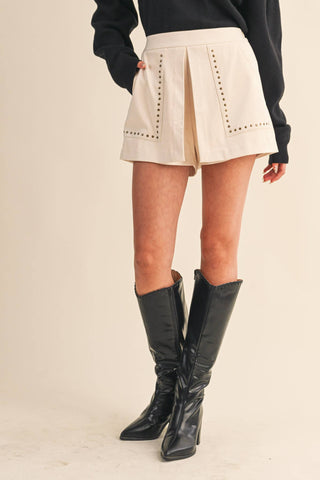 The Jacey Studded Suede Skort