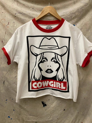 The Cowgirl 90's ringer Relaxed Crop Tee