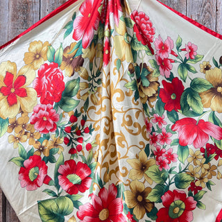 The Red, Green & Gold Floral Wild Rag / Scarf