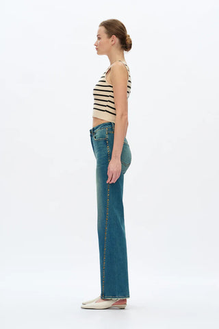 The Harlow Studded Wide Leg Jeans