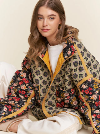 The Marigold Garden Patchwork Quilted Bomber Jacket
