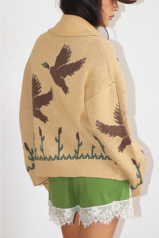 The Lucky Duck Knit Zip-Up Cardigan