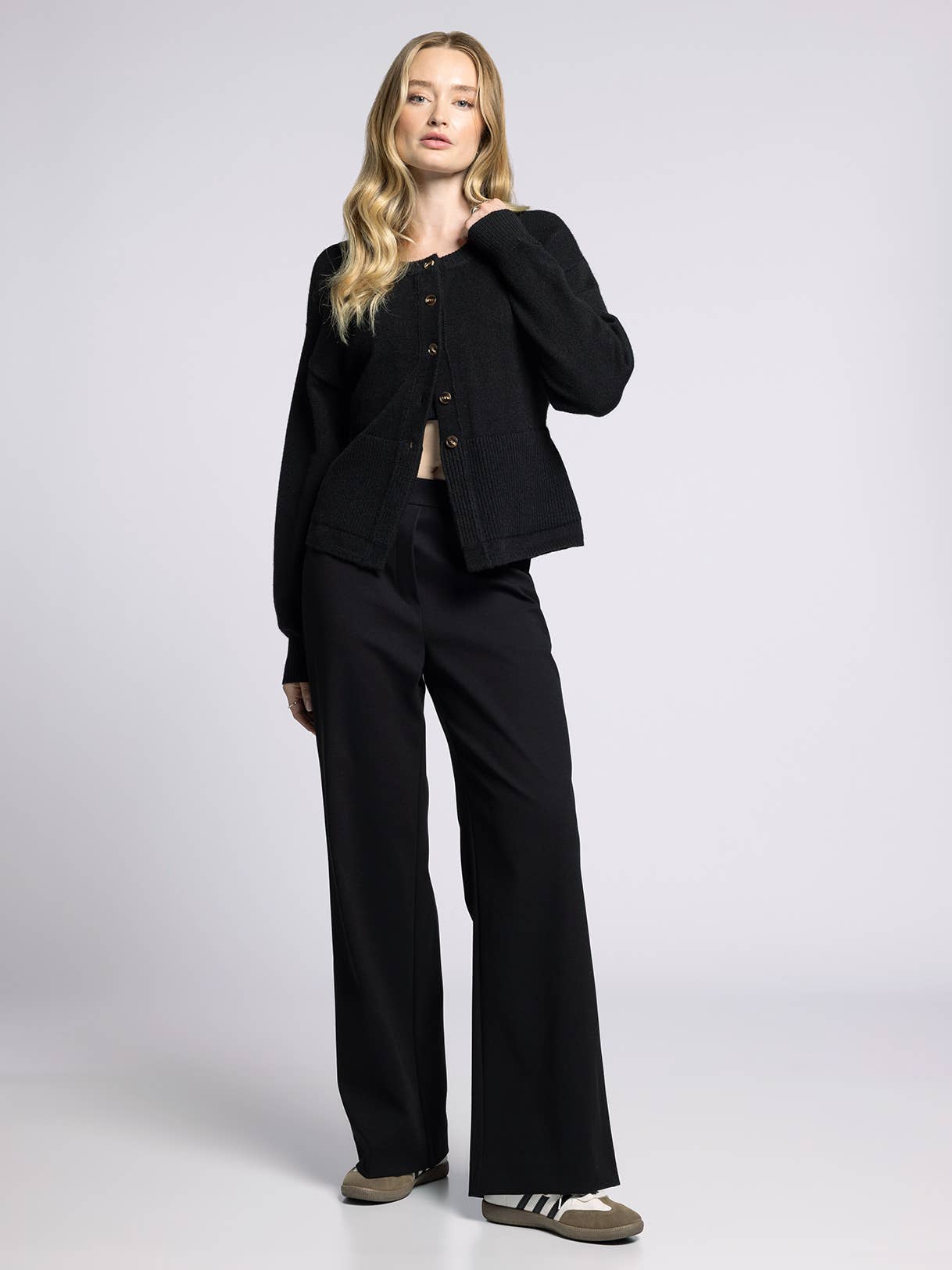 The Monroe Peplum Knit Cardigan