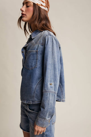 The Prairie Rose Denim Popover