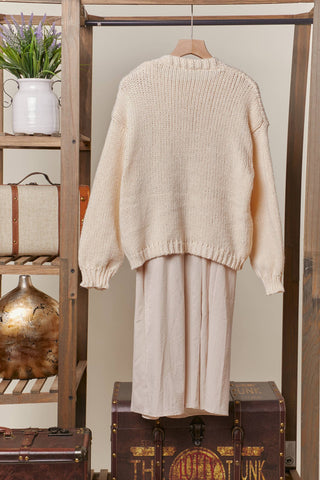 The Gabby Flower Embroidered Knit Cardigan – Cream