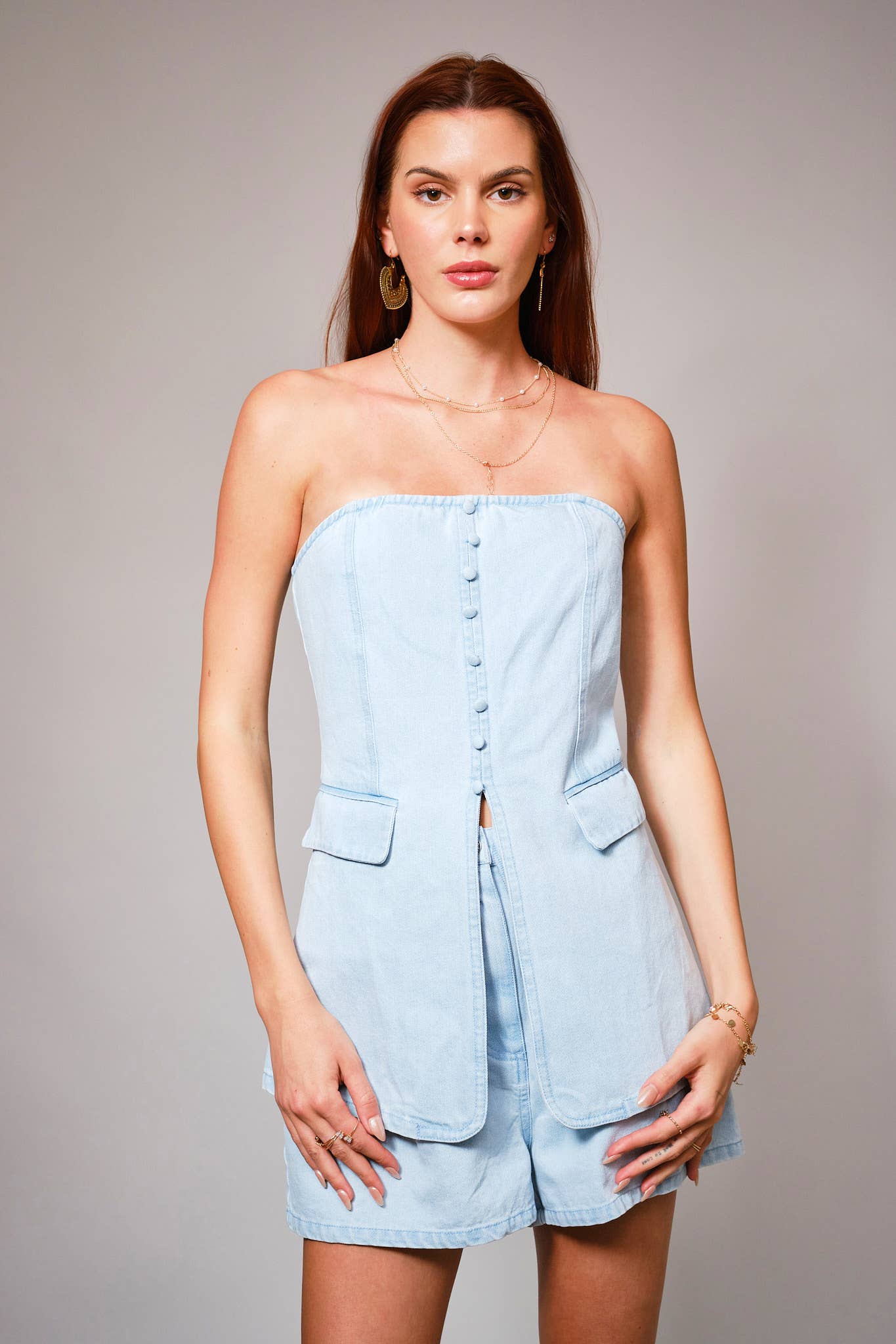 The Brittany Denim Vest and Short Set
