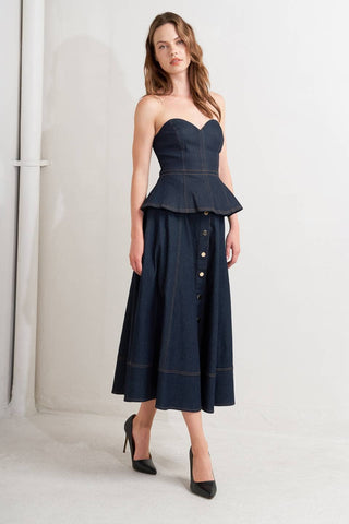 The Rhea Denim Bustier Top