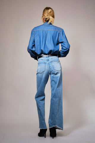The Ranch Road Tie Chambray Blouse