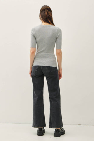 The Classic Solid Half Sleeve Rib Knit Top
