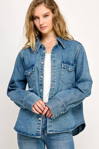 The Logan Western Denim Relaxed Fit Snap Button Down
