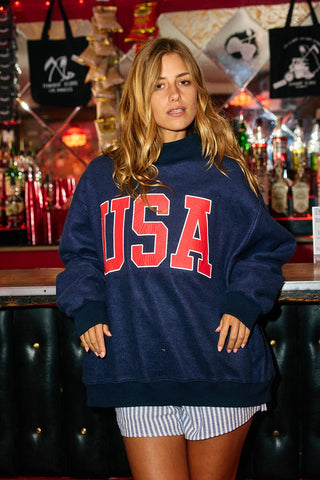 The 'USA & FLAG' Reversible Mock Neck Sweatshirt
