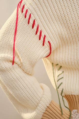 The Whimsy Embroidered Mock Neck Sweater