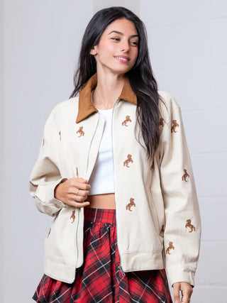 The Chestnut Embroidered Zip Jacket