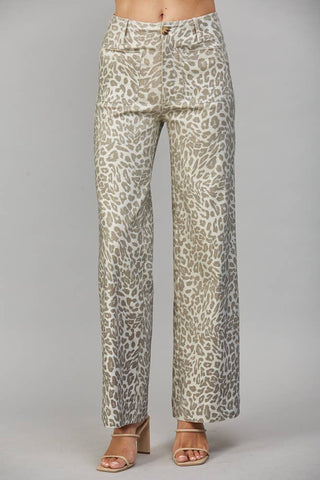 The Moonlit Leopard Metallic Wide Leg Pant