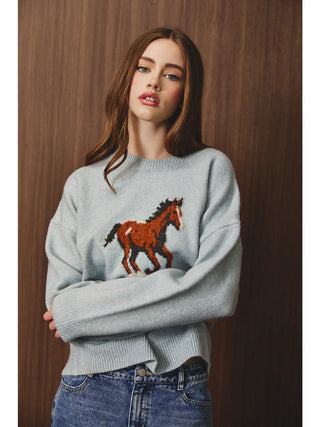 The Lexi Blue Horse Sweater