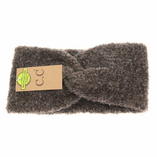 C.C Beanie gray twisted knit shearling headband with recycled yarn label