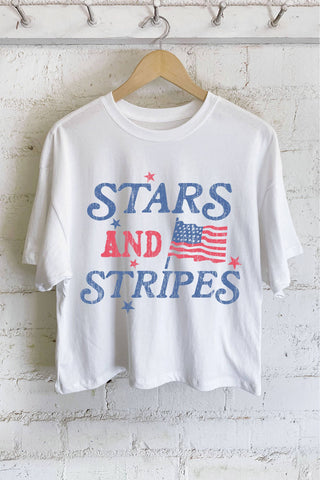 The Stars and Stripes Flag Graphic Long Crop Top