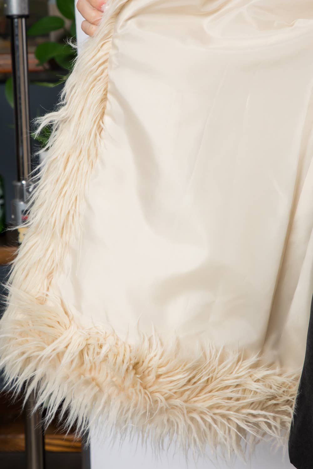 Shaggy Fur Open Front Mid Length Jacket