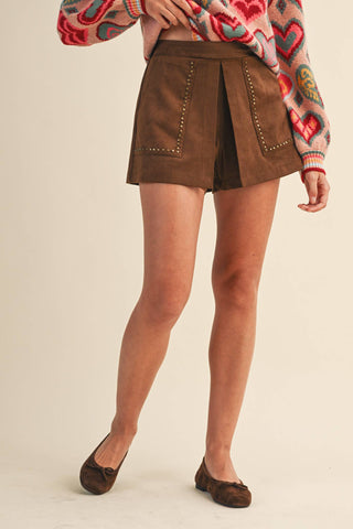 The Jacey Studded Suede Skort