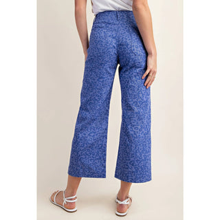 The Sidney Ankle Cropped Leopard Blue Pants