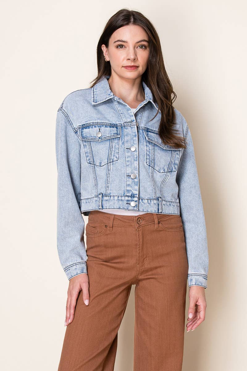 The Cooper Cropped Oversized Denim Trucker