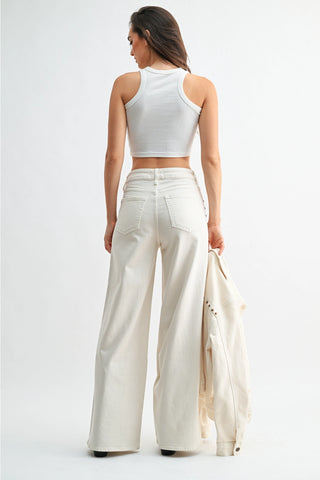 The Off White Studded Wide Leg Jeans