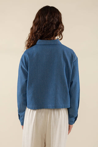 The Charli Boxy Long Sleeve Denim Button Down