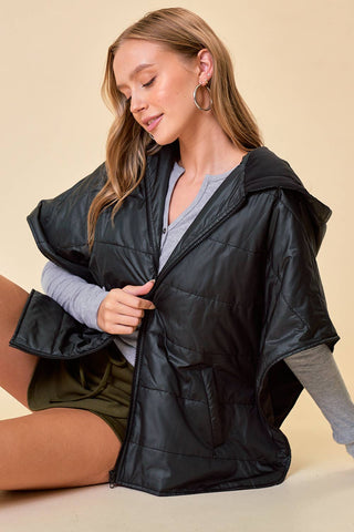 The Miley Zip Up Puffer Cape with Hood