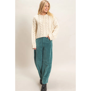 The Angie Cable Knit Crew Neck Sweater