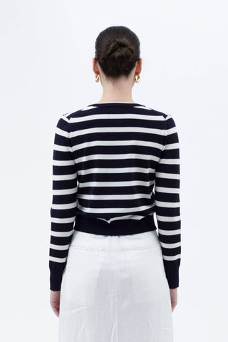 The Emily Navy Stripe Cardigan with Gold Buttons