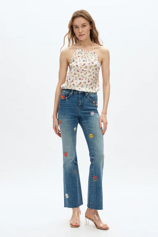 The Flora Mid Rise Bootcut Jeans