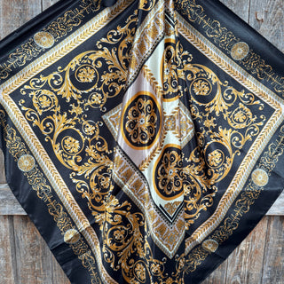 Black and Gold Floral Wild Rag / Scarf