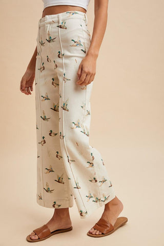 The Mallard Embroidered Wide Leg Jeans