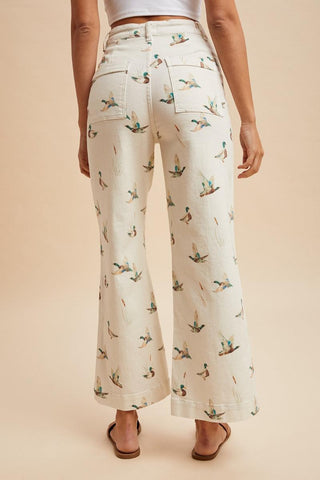 The Mallard Embroidered Wide Leg Jeans