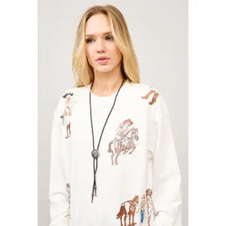 The Ginger Western Motif Embroidered Sweatshirt - Off White