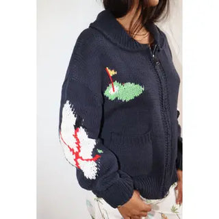 The Far & Sure Navy Golf Zip-Up Cardigan