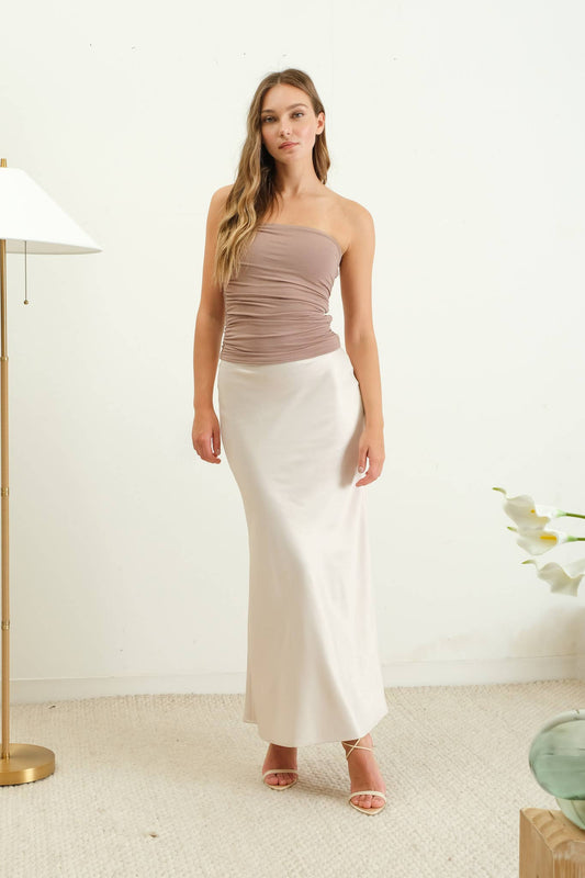 The Natalie Satin Slip Midi Skirt