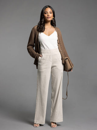 The Jane Straight Cut Linen Pants in Black or Oatmeal