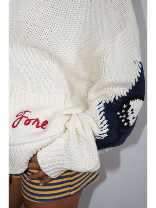 The Far & Sure Cream Golf Zip-Up Cardigan