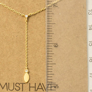18 K Gold Dipped Cz Lariat Chain Necklace
